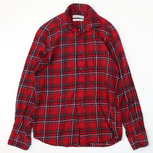 Cedar Wood State Mens Red Check Cotton  Button-Up Size XS Collared Button