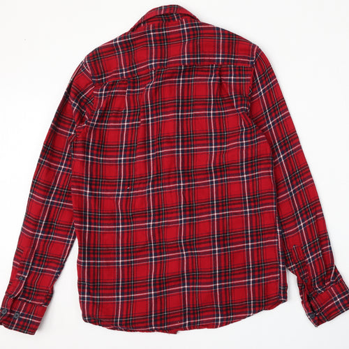 Cedar Wood State Mens Red Check Cotton  Button-Up Size XS Collared Button