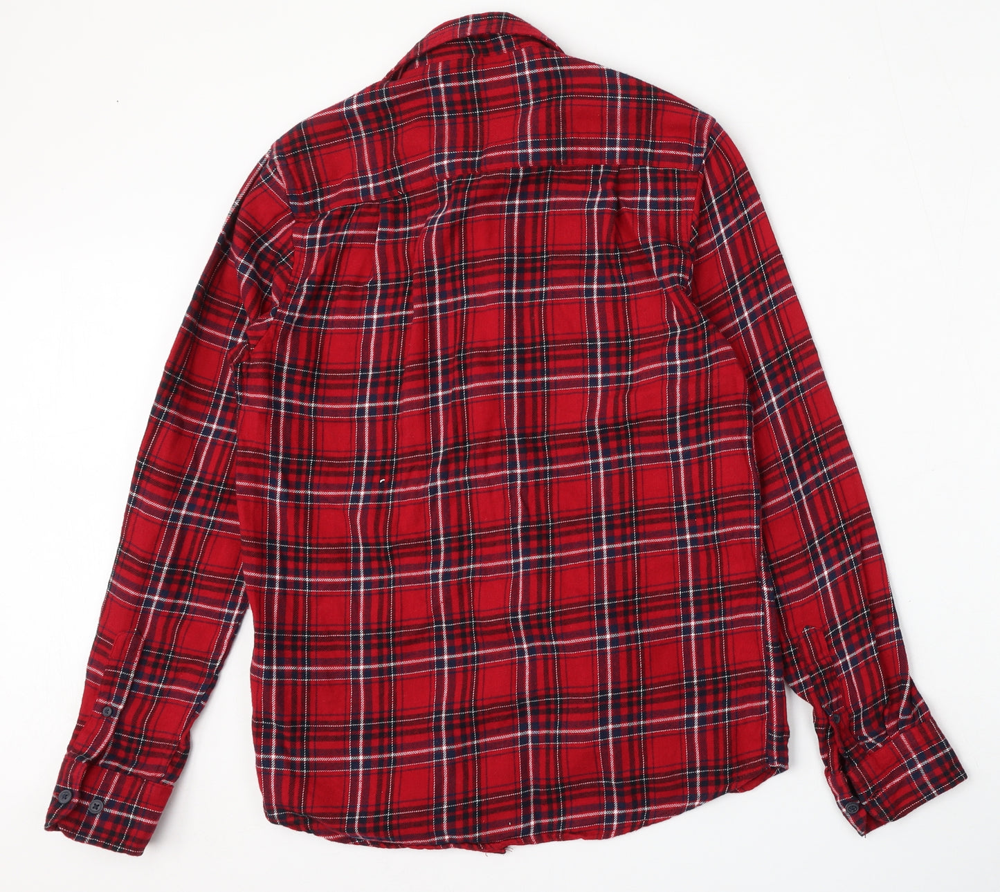 Cedar Wood State Mens Red Check Cotton  Button-Up Size XS Collared Button