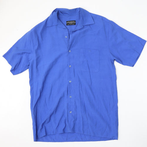 Cedar Wood State Mens Blue  Viscose  Polo Size S Collared Button