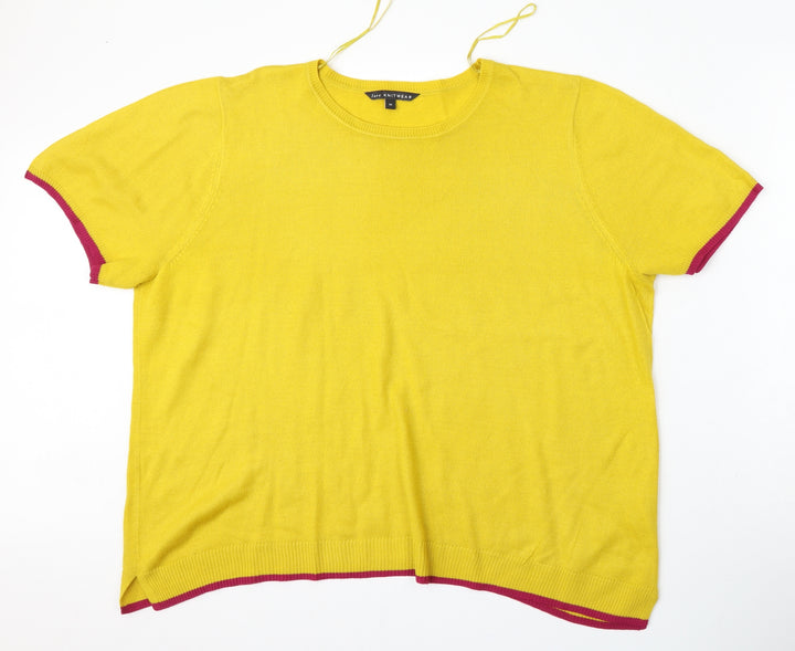 Bonmarché Womens Yellow Round Neck  Acrylic Pullover Jumper Size 20