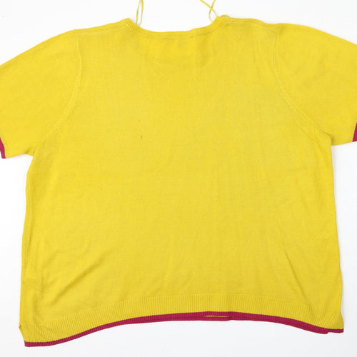Bonmarché Womens Yellow Round Neck  Acrylic Pullover Jumper Size 20