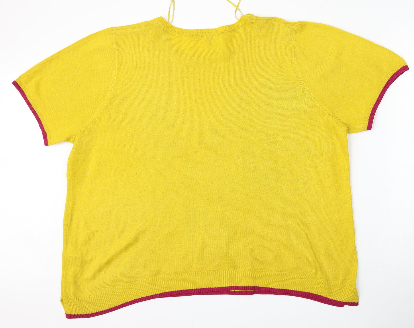 Bonmarché Womens Yellow Round Neck  Acrylic Pullover Jumper Size 20