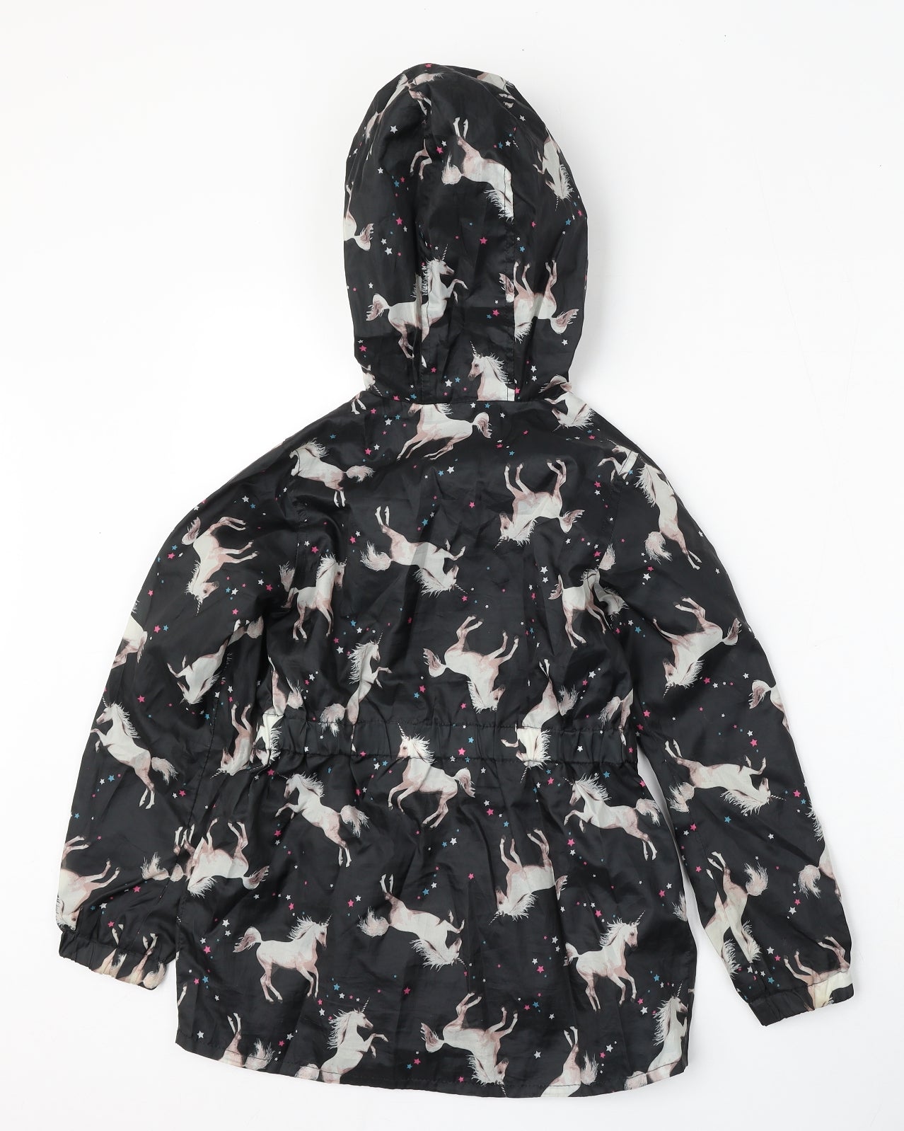 Miss Evie Girls Black Geometric  Parka Jacket Size 7-8 Years  Zip