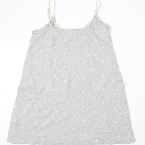 Dunnes Womens Grey Polka Dot Viscose Basic Blouse Size M Round Neck
