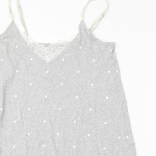 Dunnes Womens Grey Polka Dot Viscose Basic Blouse Size M Round Neck