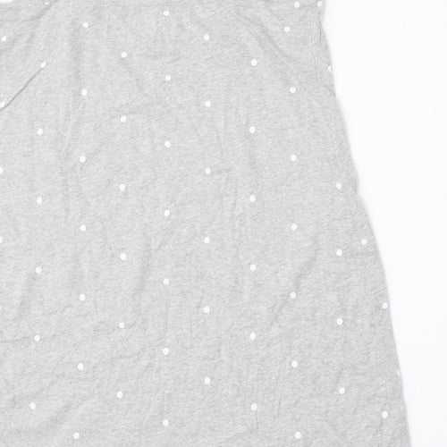 Dunnes Womens Grey Polka Dot Viscose Basic Blouse Size M Round Neck