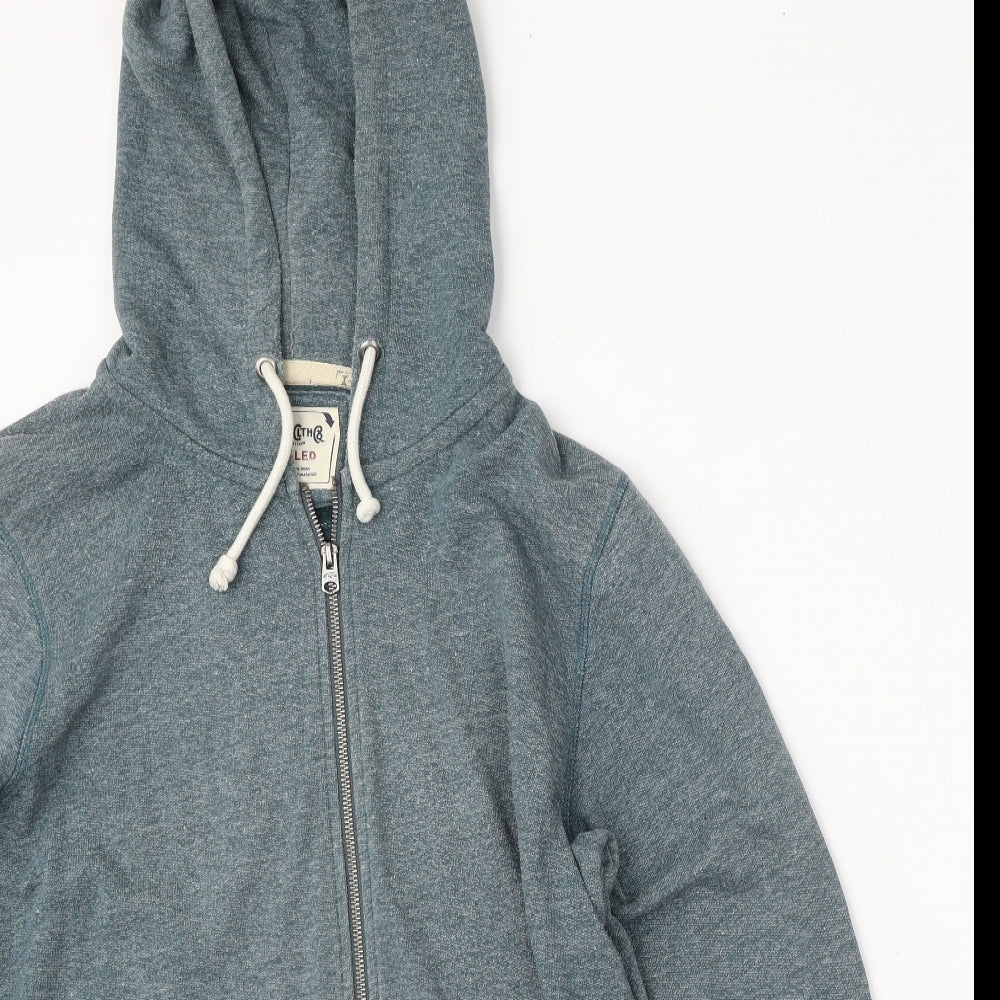 JACK & JONES Mens Blue  Cotton Full Zip Hoodie Size XL