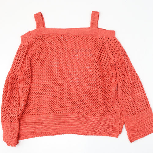 SimplyBe Womens Red Square Neck  Acrylic Pullover Jumper Size 16