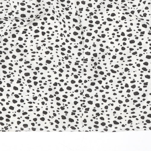 PRETTYLITTLETHING Womens White Animal Print Polyester Basic Blouse Size 6 Round Neck