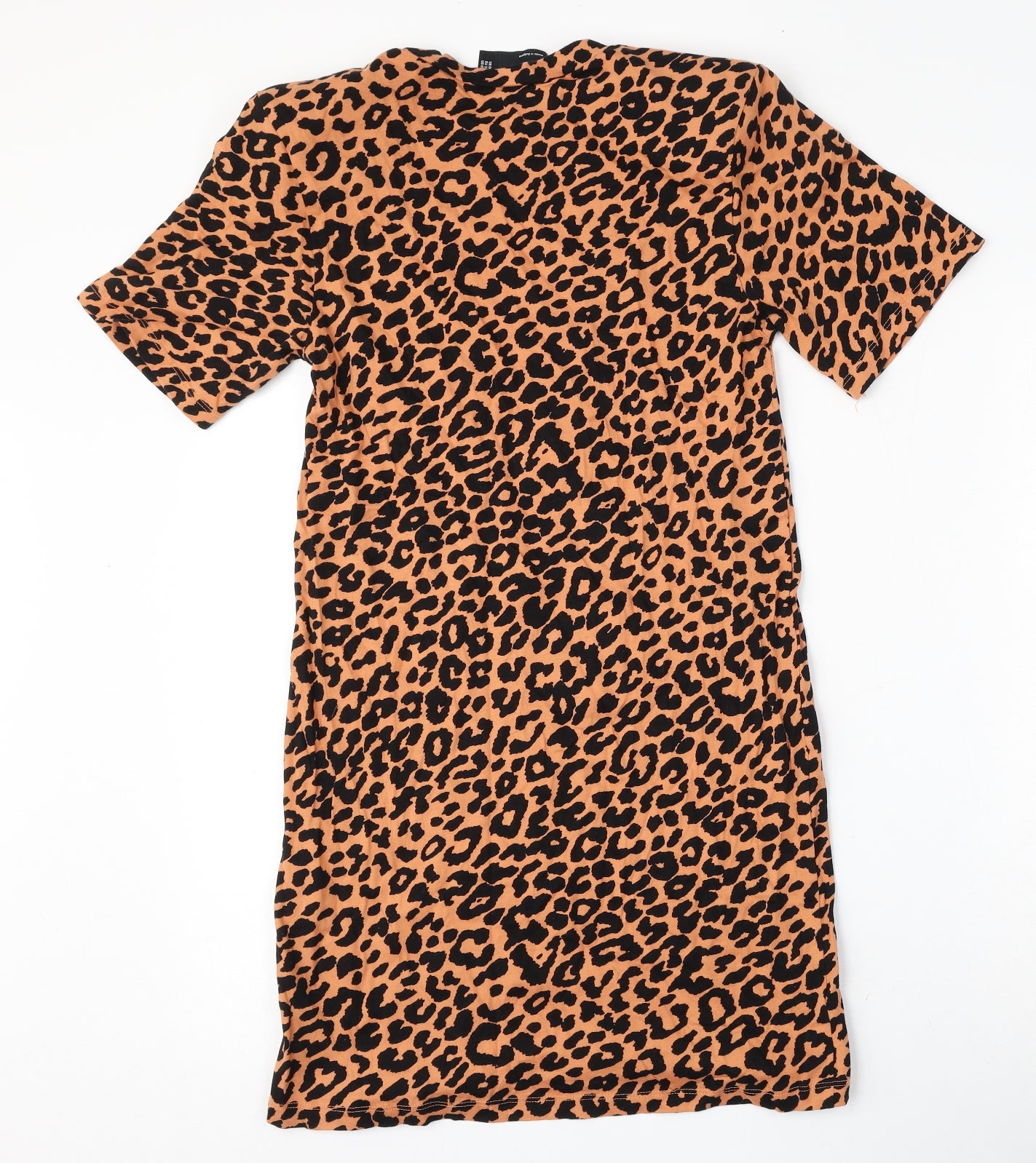 ASOS Womens Orange Animal Print Cotton T-Shirt Dress  Size 6  Round Neck