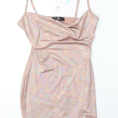 Missguided Womens Pink  Polyester Shift  Size 8  Round Neck
