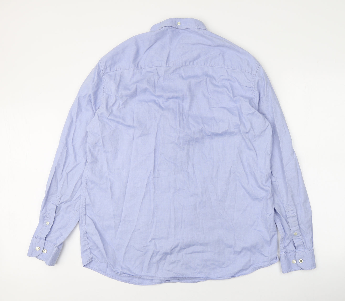 Paul Costelloe Mens Blue  Cotton  Button-Up Size 44 V-Neck