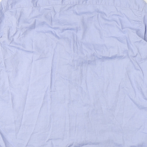 Paul Costelloe Mens Blue  Cotton  Button-Up Size 44 V-Neck