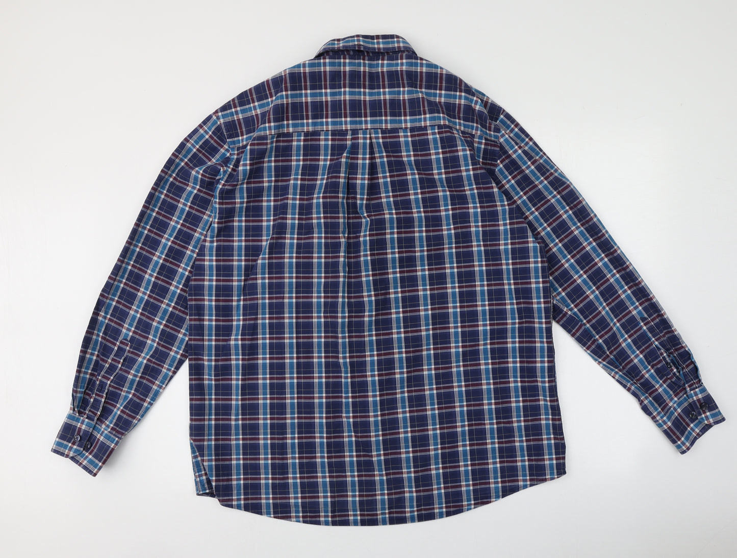Mens Multicoloured Plaid Cotton  Button-Up Size XL V-Neck