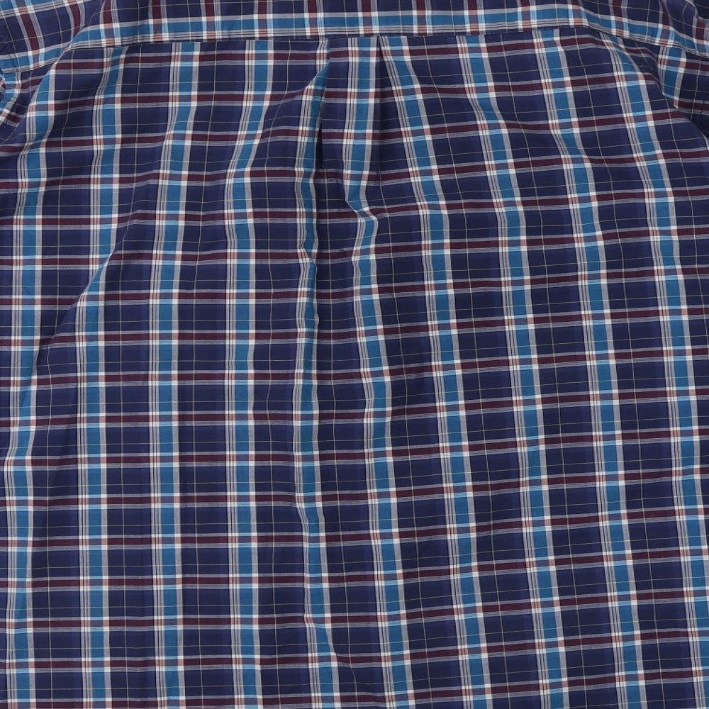 Mens Multicoloured Plaid Cotton  Button-Up Size XL V-Neck