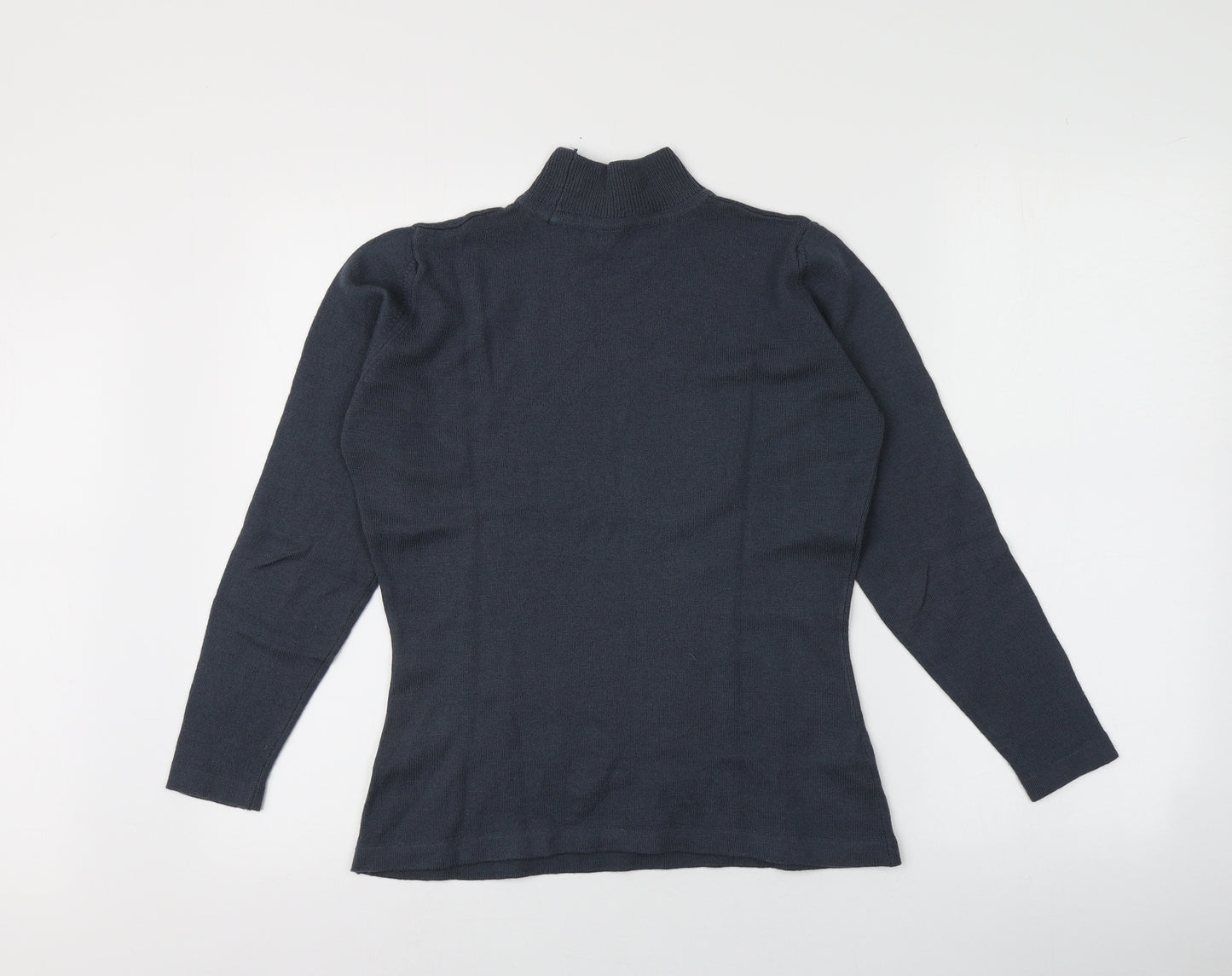 M&S Womens Grey Roll Neck  100% Merino Wool Pullover Jumper Size 10