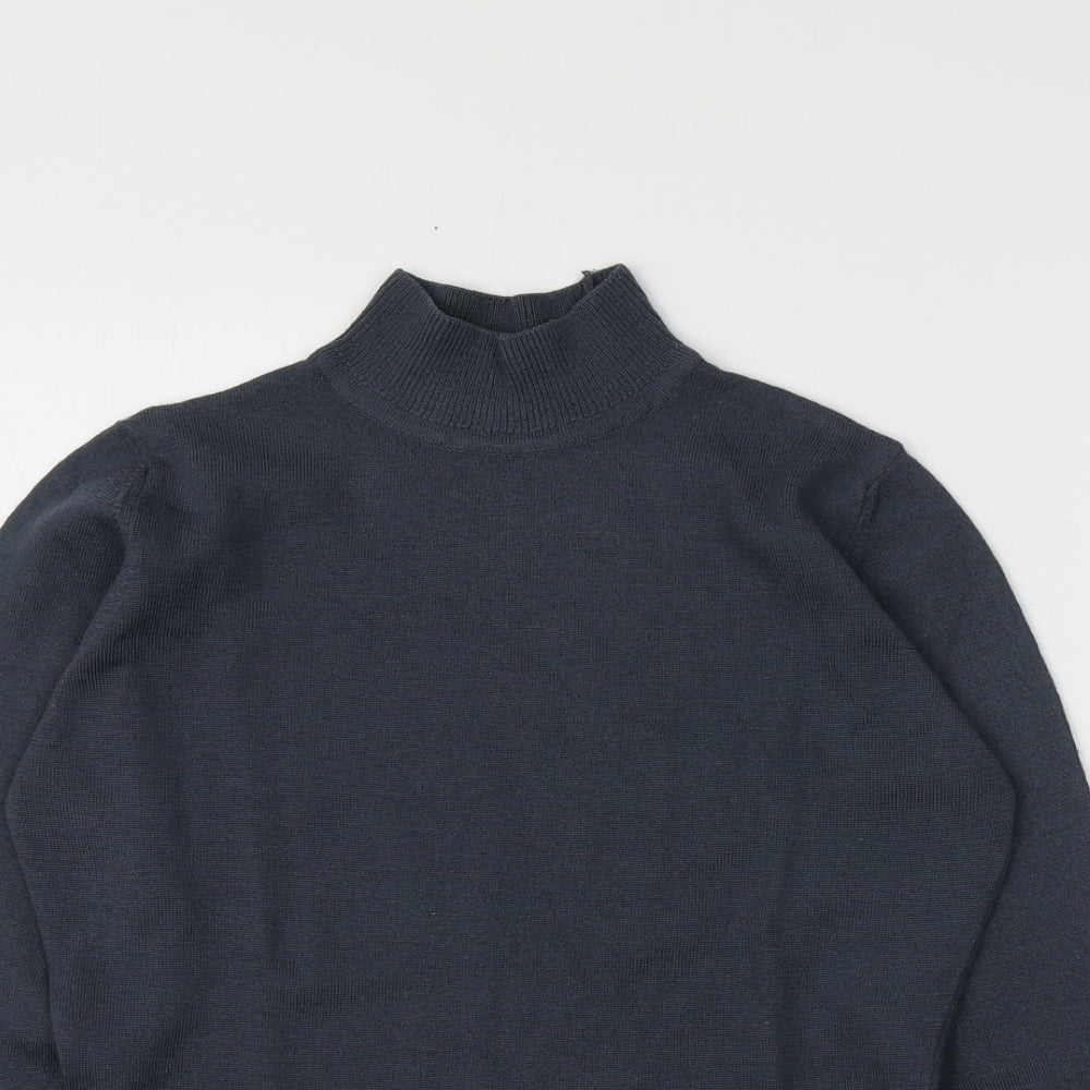 M&S Womens Grey Roll Neck  100% Merino Wool Pullover Jumper Size 10