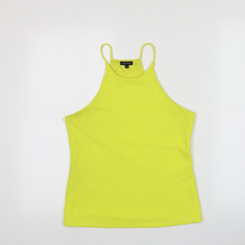 River Island Womens Yellow  Polyester Basic Button-Up Size 10 Halter