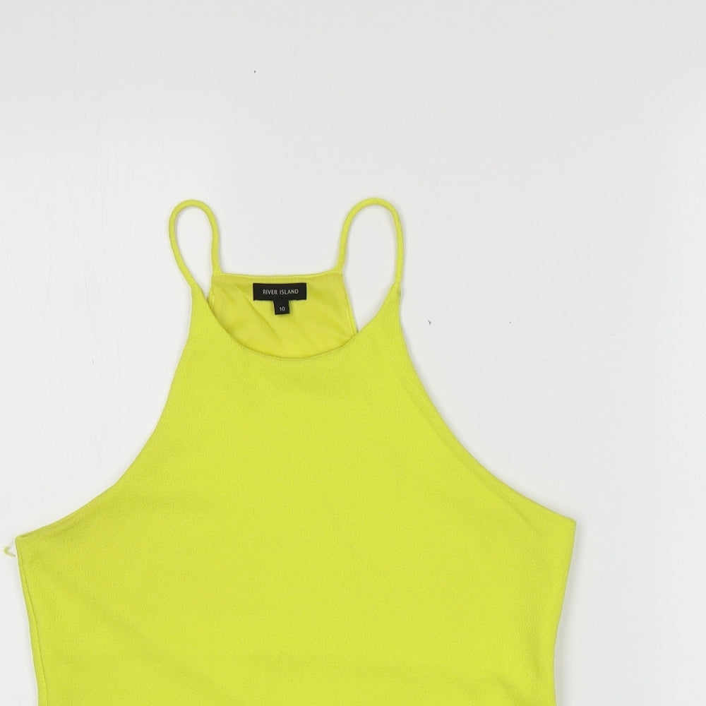 River Island Womens Yellow  Polyester Basic Button-Up Size 10 Halter
