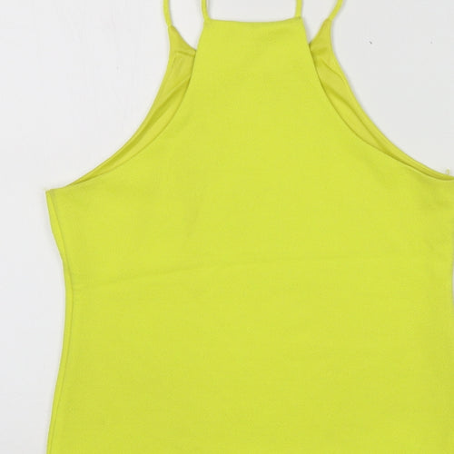 River Island Womens Yellow  Polyester Basic Button-Up Size 10 Halter