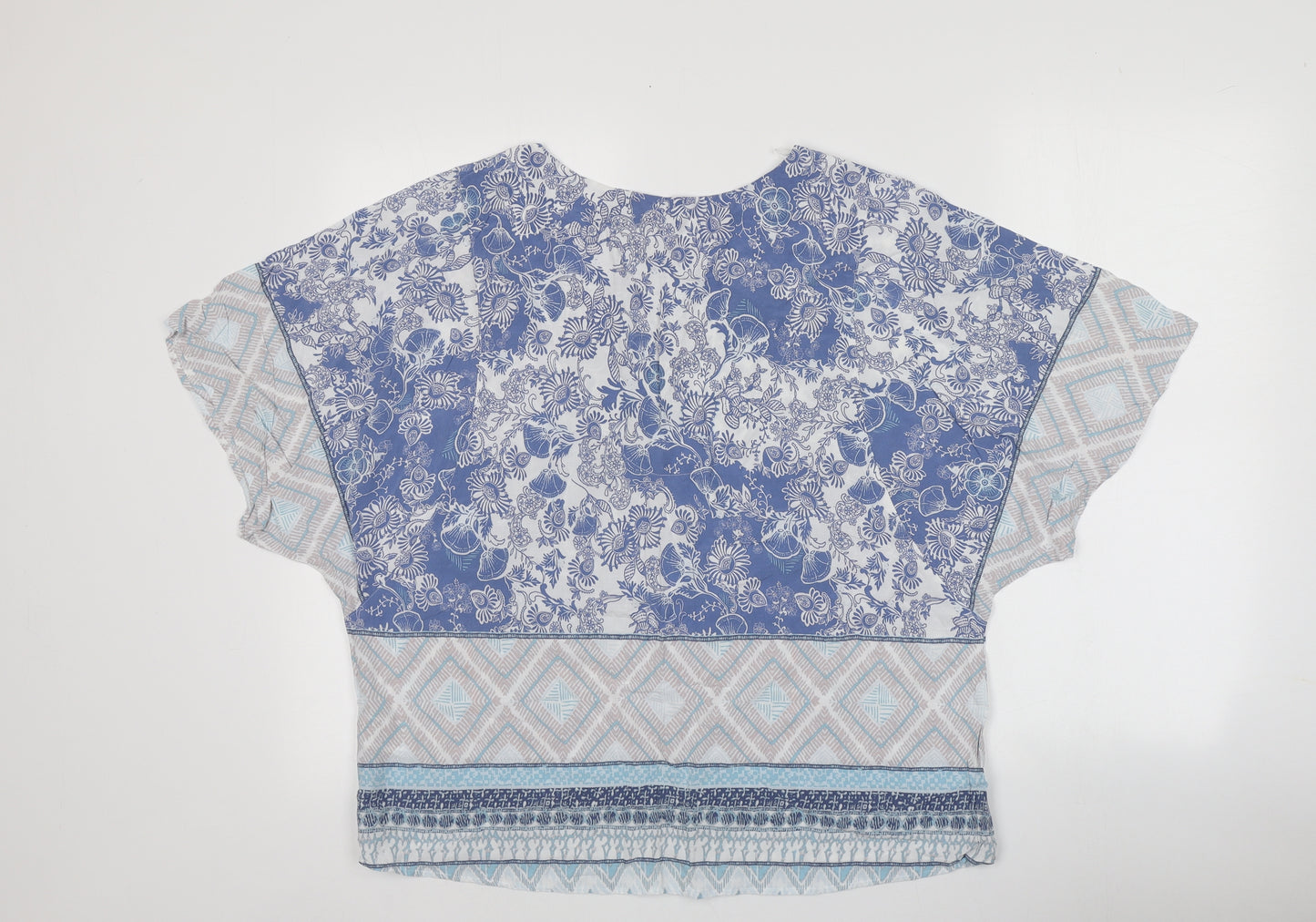 Indigo Womens Multicoloured Paisley Viscose Basic Blouse Size 14 Round Neck