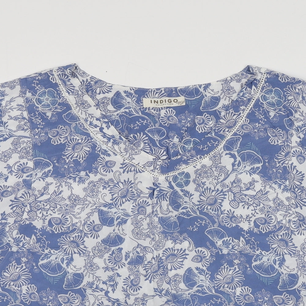 Indigo Womens Multicoloured Paisley Viscose Basic Blouse Size 14 Round Neck