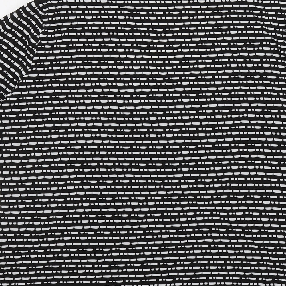 Kaliko Womens Black Geometric Viscose Basic T-Shirt Size 16 Square Neck