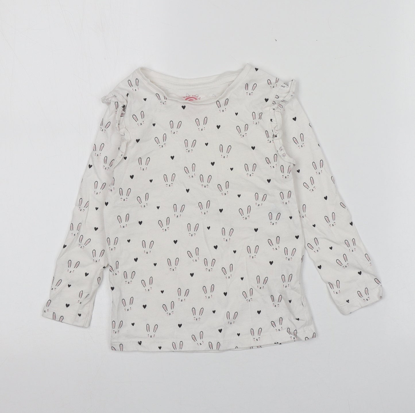 F&F Girls White  100% Cotton Basic T-Shirt  Round Neck