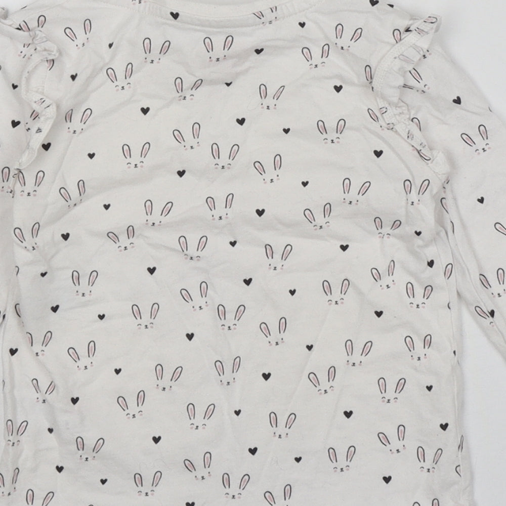 F&F Girls White  100% Cotton Basic T-Shirt  Round Neck