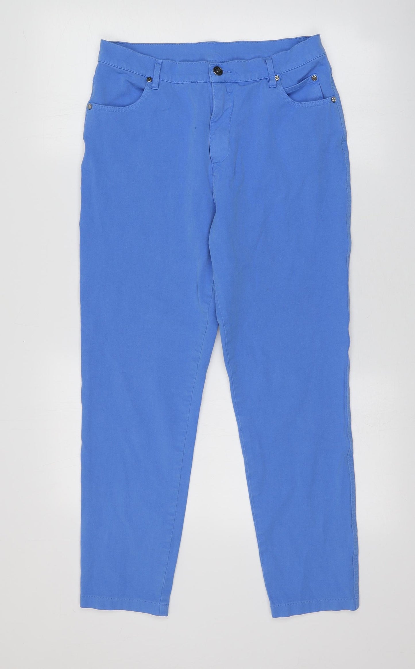 Marble   Womens Blue  Cotton Trousers  Size 12 L26 in Regular