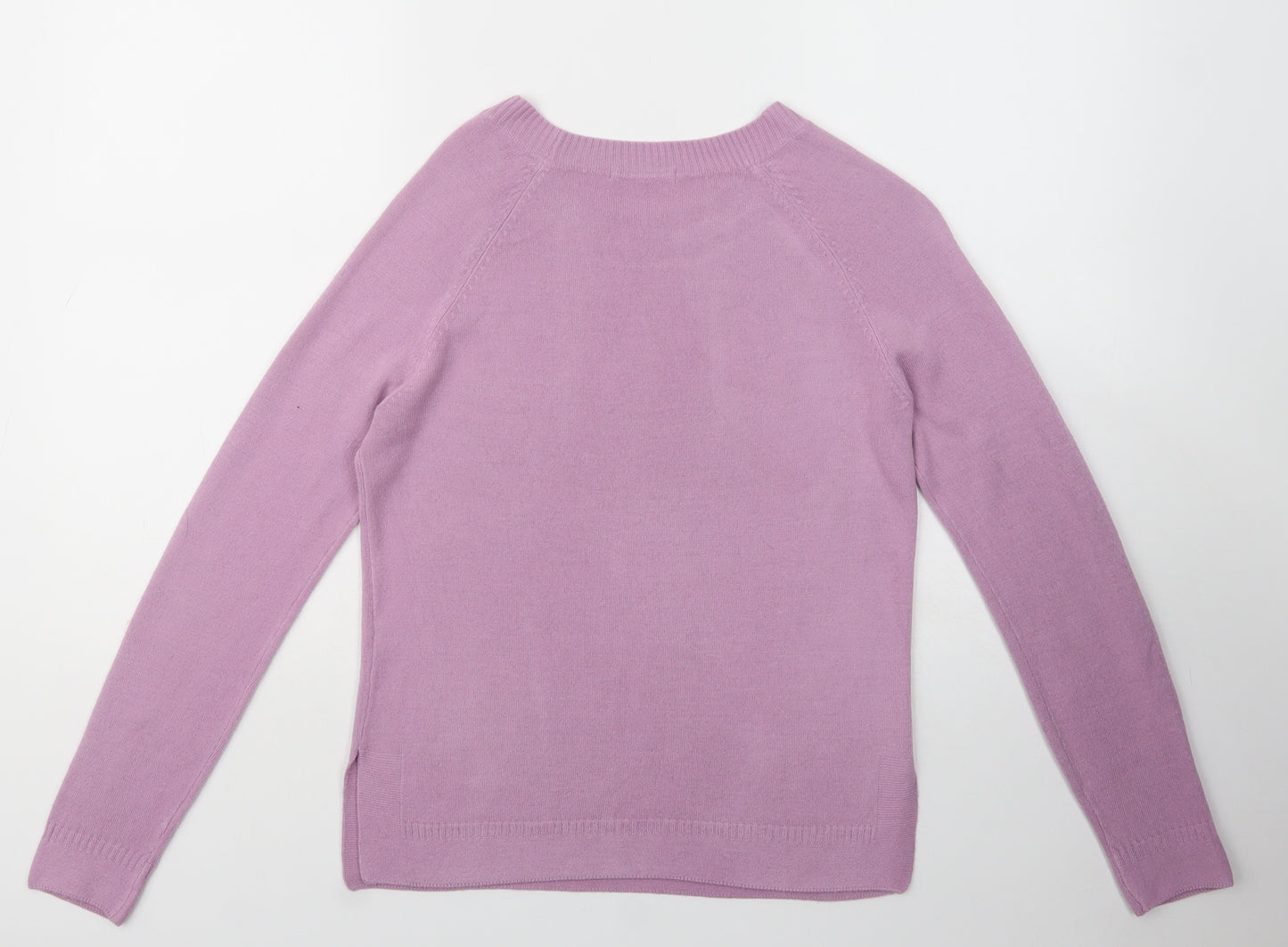 TU Womens Purple Round Neck  Acrylic Pullover Jumper Size 10