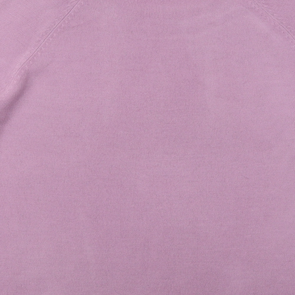 TU Womens Purple Round Neck  Acrylic Pullover Jumper Size 10