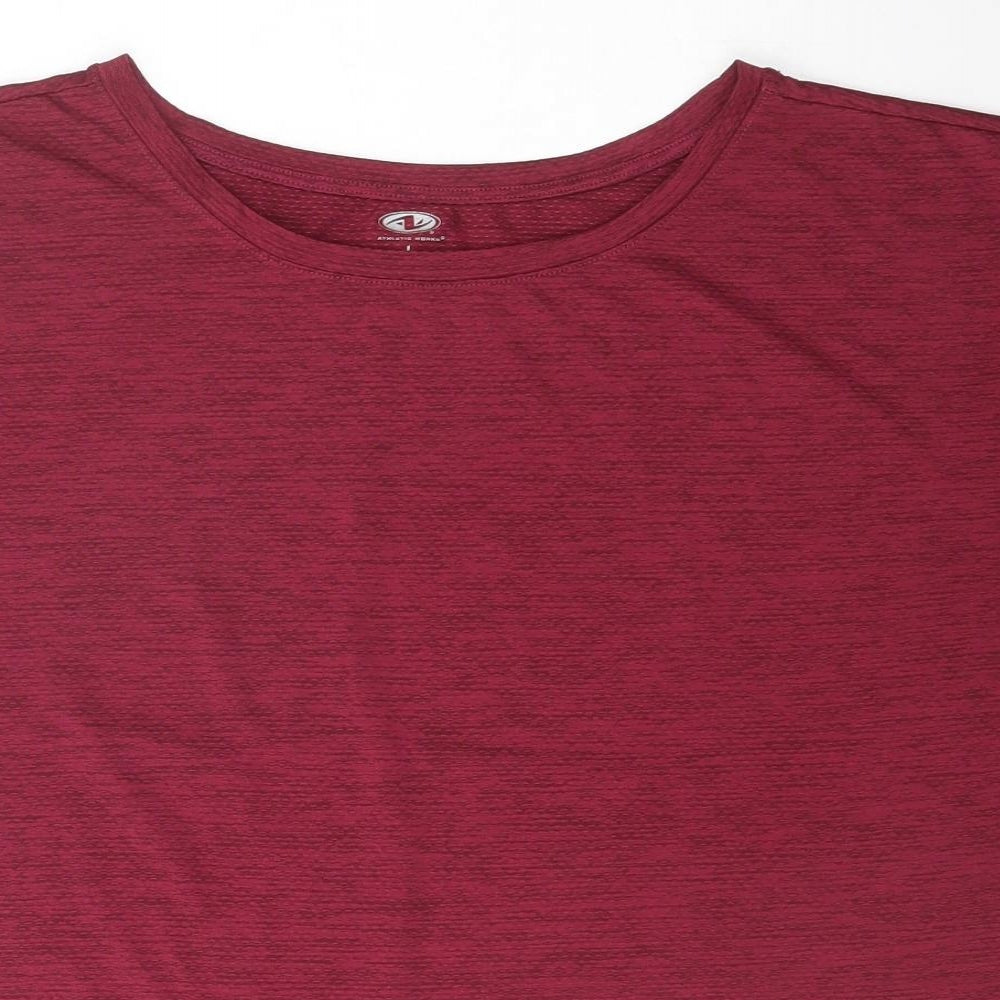 Athletic Work Womens Red  Polyester Basic T-Shirt Size L Crew Neck  - gym pilates Yoga