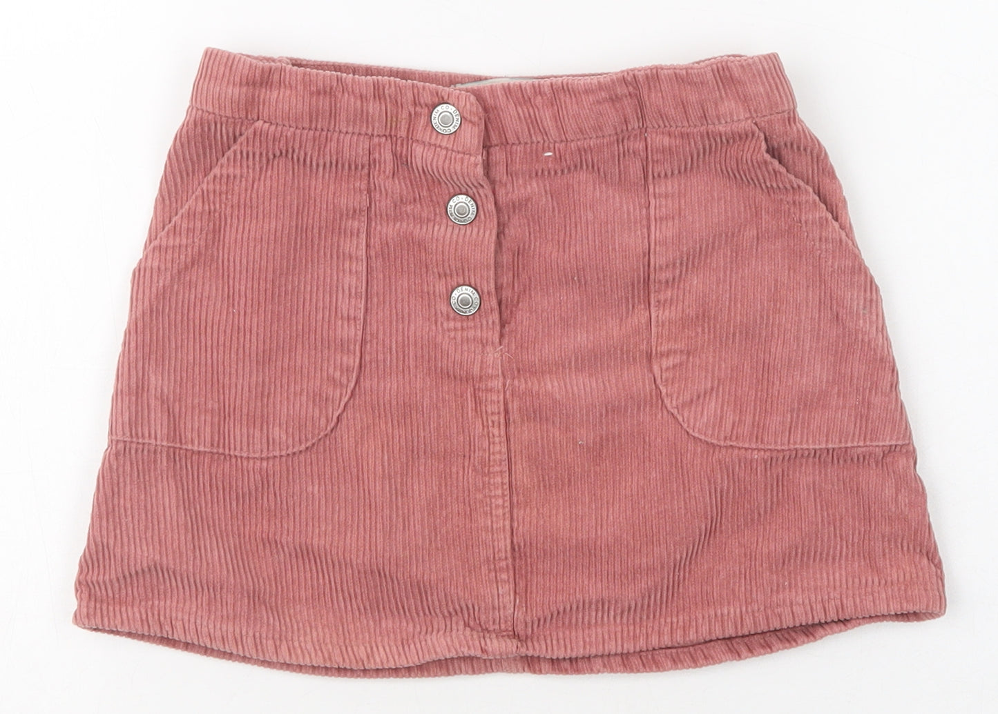 Denim & Co. Girls Pink  Cotton Mini Skirt Size 6 Years  Regular Snap - Pockets