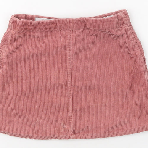 Denim & Co. Girls Pink  Cotton Mini Skirt Size 6 Years  Regular Snap - Pockets