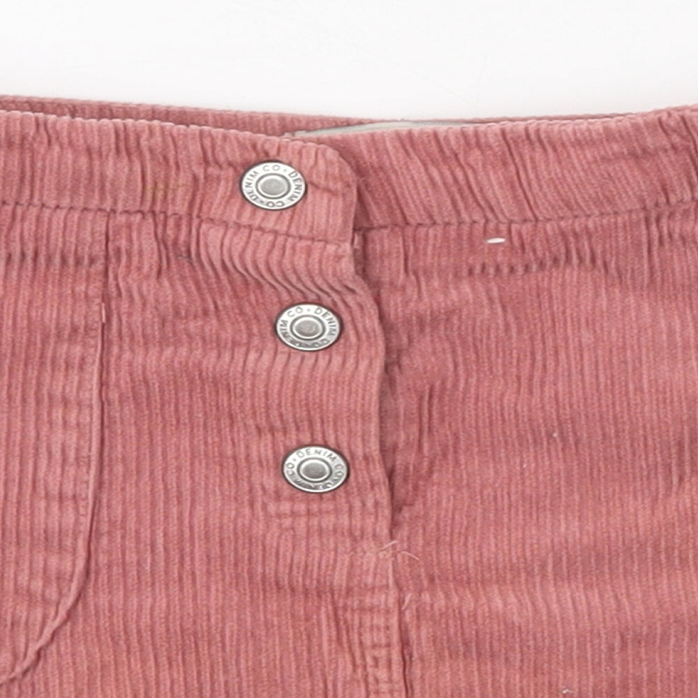 Denim & Co. Girls Pink  Cotton Mini Skirt Size 6 Years  Regular Snap - Pockets