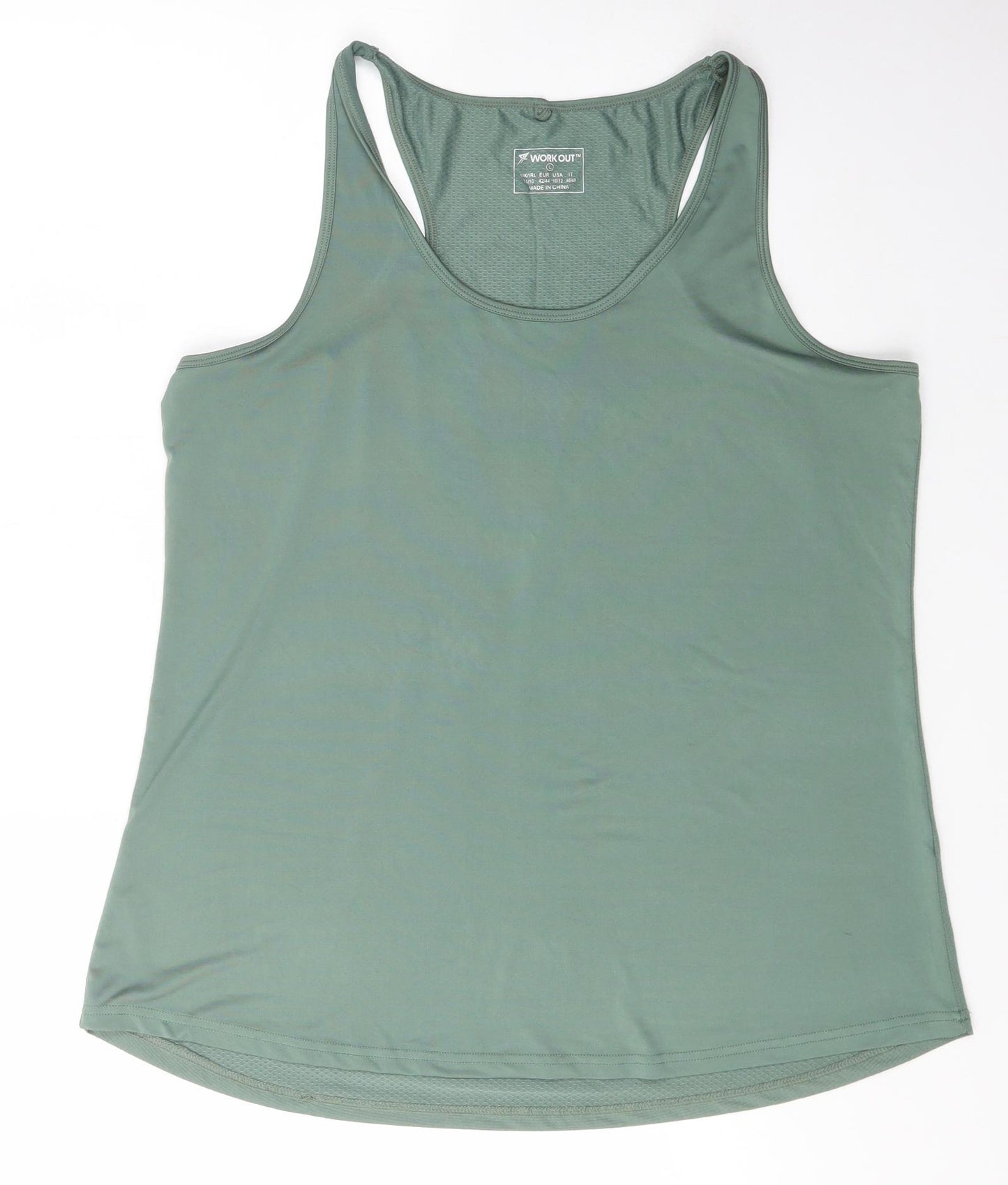 Workout Womens Green   Basic Tank Size 14 Square Neck  - lightweight yoga