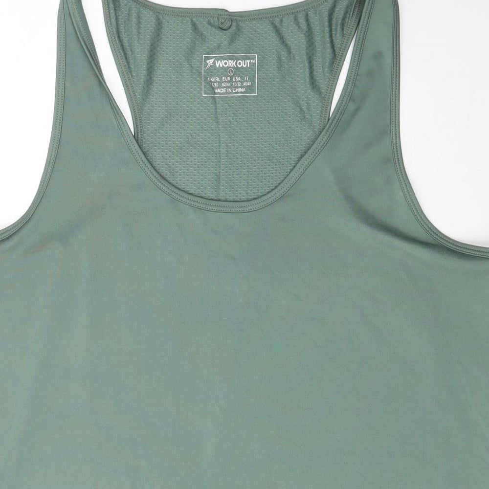 Workout Womens Green   Basic Tank Size 14 Square Neck  - lightweight yoga