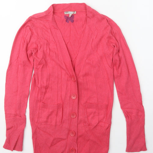 Indigo Girls Pink V-Neck  Cotton Cardigan Jumper Size 9-10 Years  Button