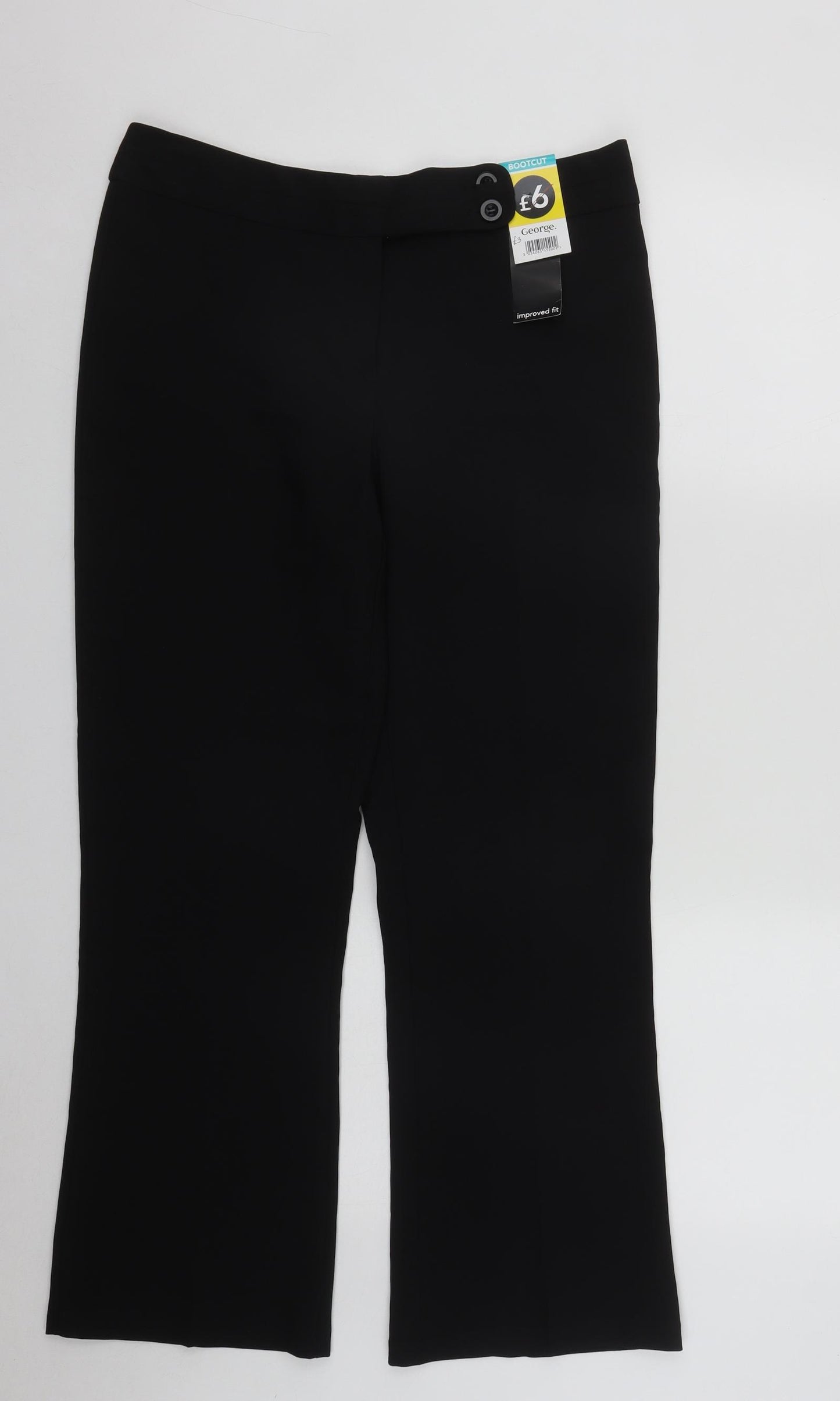 George Womens Black  Polyester Trousers  Size 12 L27 in Regular Zip