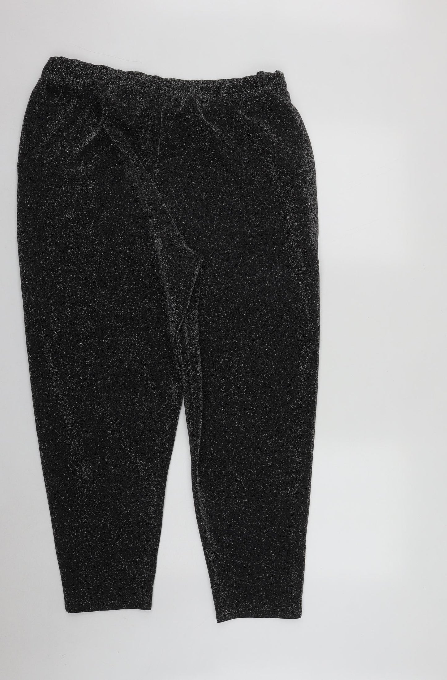 NEXT Womens Black  Nylon Jogger Trousers Size 20 L27 in Regular Drawstring