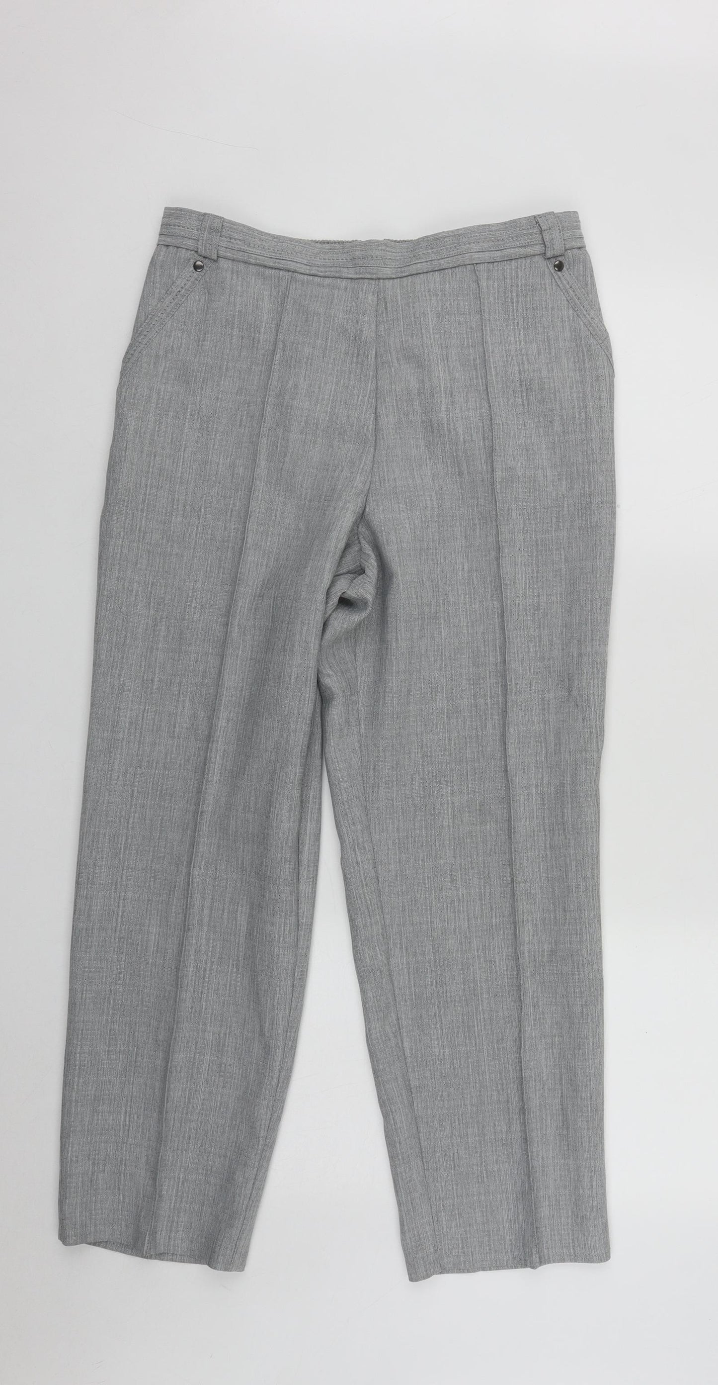 Marks and Spencer Womens Grey  Polyester Trousers  Size 12 L26 in Regular