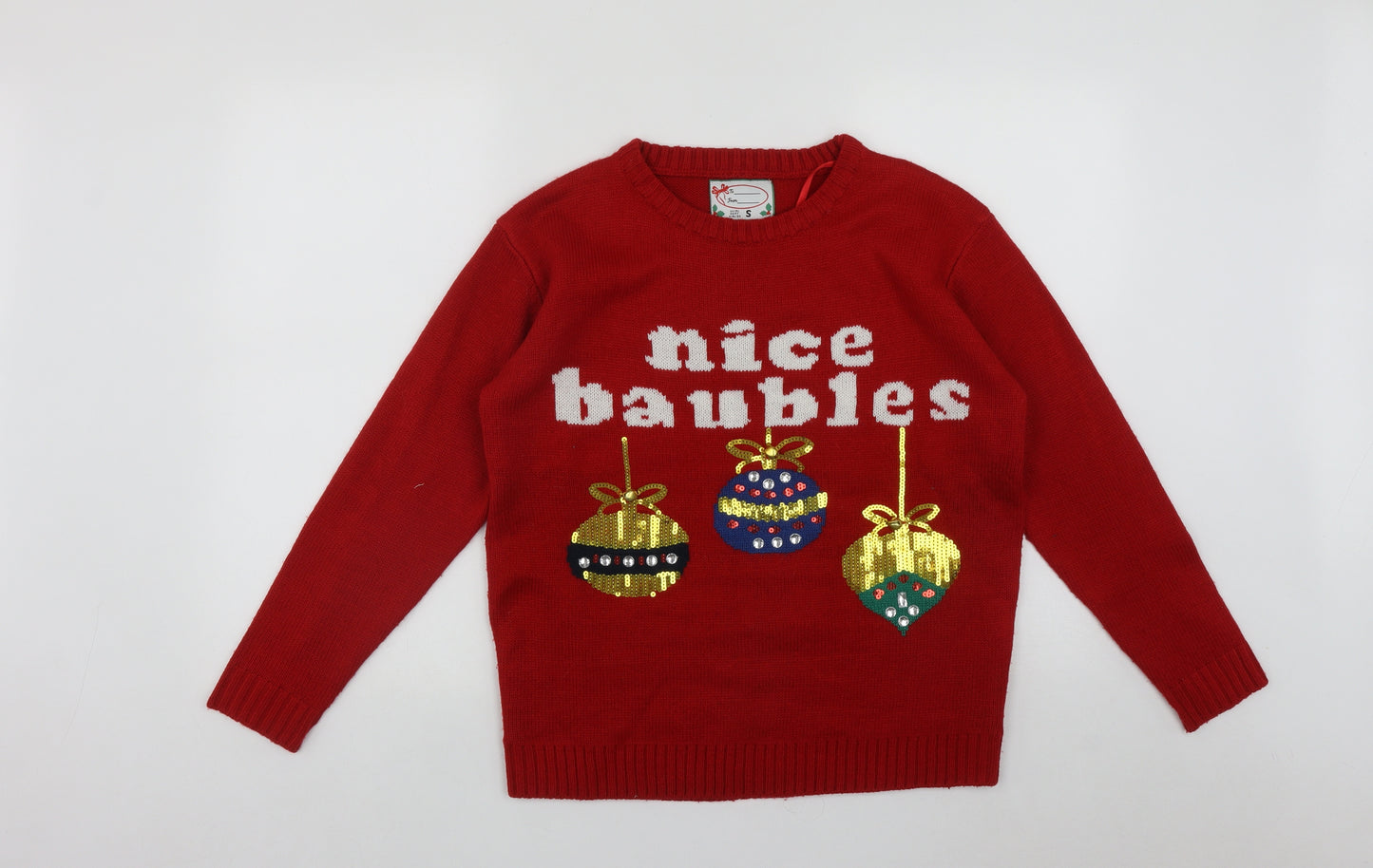 Atmosphere Womens Red Round Neck  Acrylic Pullover Jumper Size S   - Christmas Jumper