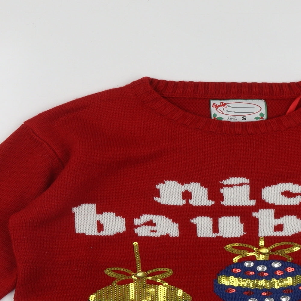 Atmosphere Womens Red Round Neck  Acrylic Pullover Jumper Size S   - Christmas Jumper