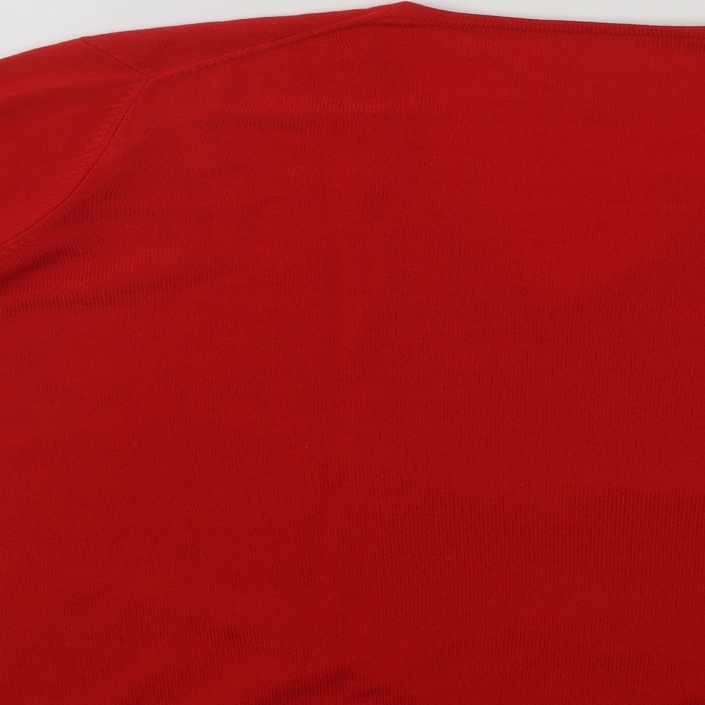 Marks and Spencer Womens Red V-Neck  Acrylic Pullover Jumper Size 16