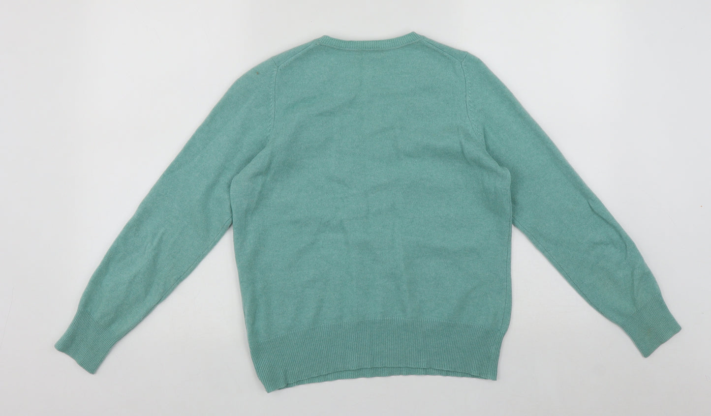 Marks and Spencer Womens Green Round Neck  Cashmere Pullover Jumper Size 14