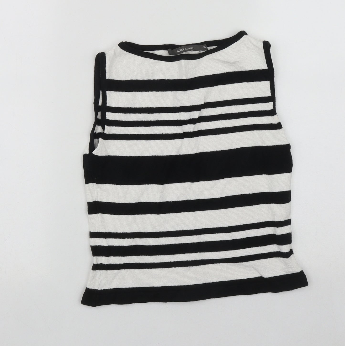 River Island Womens Multicoloured Striped Viscose Basic Tank Size 10 Scoop Neck