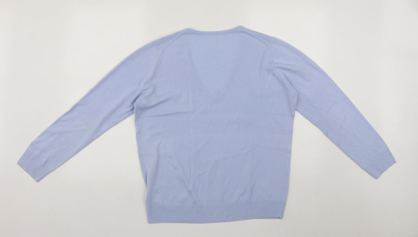 Marks and Spencer Womens Blue V-Neck  Acrylic Pullover Jumper Size 16