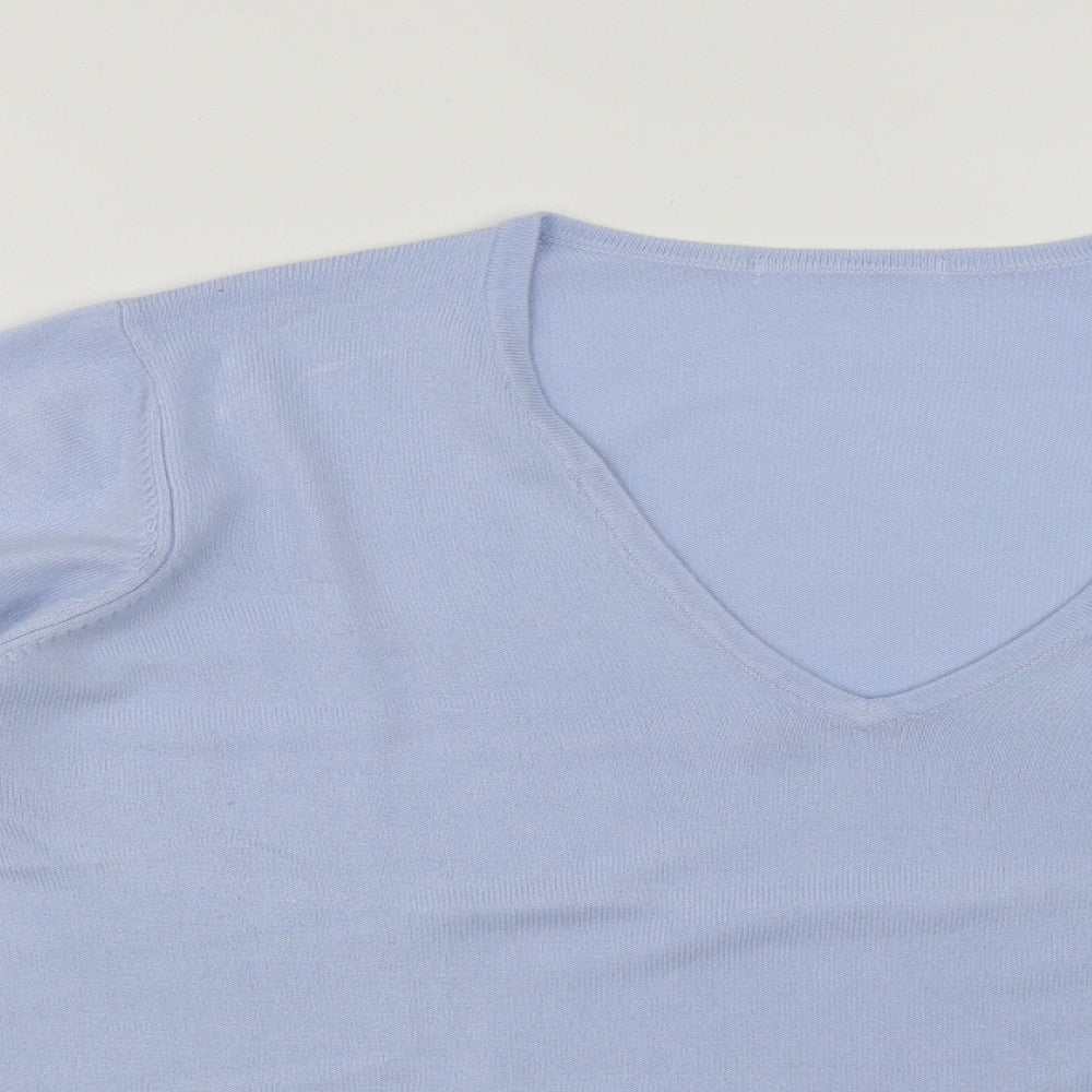 Marks and Spencer Womens Blue V-Neck  Acrylic Pullover Jumper Size 16